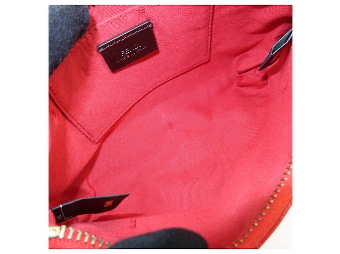 FENDI Pochette a mano con catena in pelle goffrata Rosso 8M0271 - vista 21