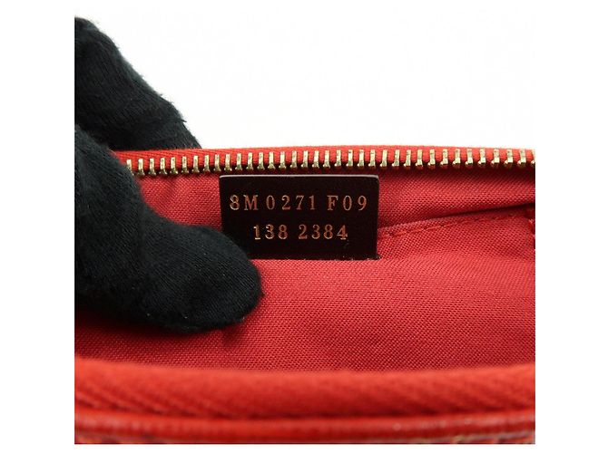 FENDI Pochette a mano con catena in pelle goffrata Rosso 8M0271 - vista 24