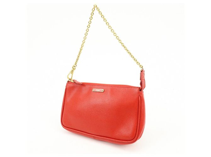 FENDI Pochette a mano con catena in pelle goffrata Rosso 8M0271 - vista 3
