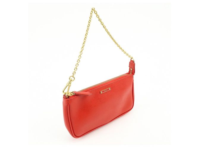 FENDI Pochette a mano con catena in pelle goffrata Rosso 8M0271 - vista 4