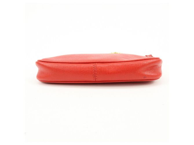 FENDI Pochette a mano con catena in pelle goffrata Rosso 8M0271 - vista 5
