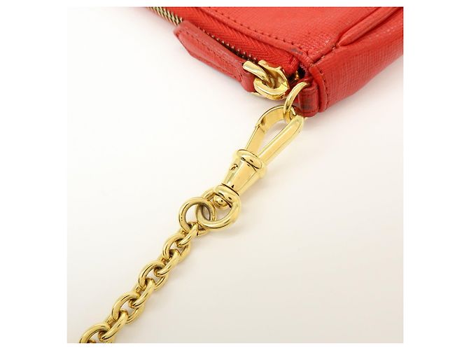FENDI Pochette a mano con catena in pelle goffrata Rosso 8M0271 - vista 7