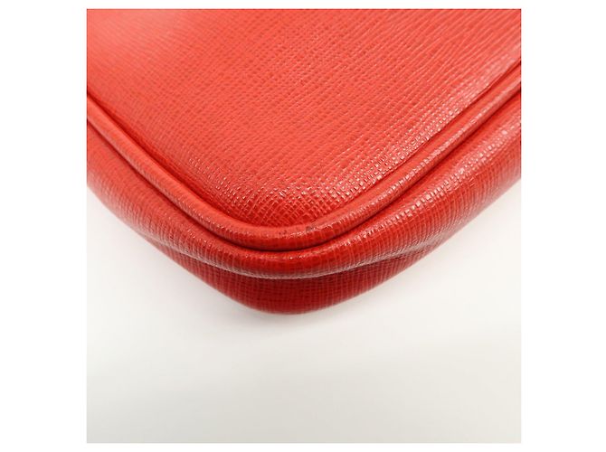 FENDI Pochette a mano con catena in pelle goffrata Rosso 8M0271 - vista 9