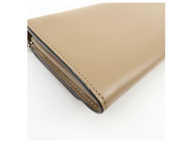FENDI Leather Studs Chain Shoulder Wallet Long Wallet Beige 8M0365 - view 10