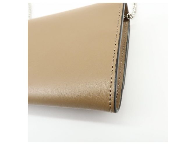 FENDI Leather Studs Chain Shoulder Wallet Long Wallet Beige 8M0365 - view 11