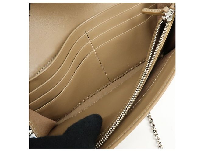 FENDI Leather Studs Chain Shoulder Wallet Long Wallet Beige 8M0365 - view 22
