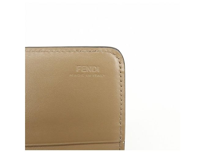 FENDI Leather Studs Chain Shoulder Wallet Long Wallet Beige 8M0365 - view 23