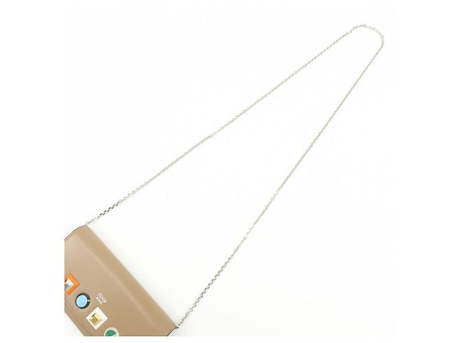 FENDI Leather Studs Chain Shoulder Wallet Long Wallet Beige 8M0365 - view 6