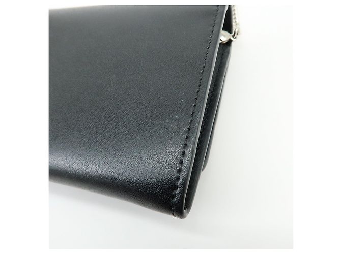 FENDI Leather Studs Chain Shoulder Wallet Long Wallet Black 8M0365 - view 12