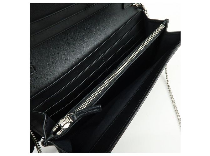 FENDI Leather Studs Chain Shoulder Wallet Long Wallet Black 8M0365 - view 20