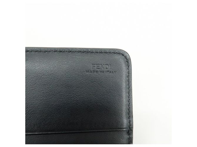 FENDI Leather Studs Chain Shoulder Wallet Long Wallet Black 8M0365 - view 23