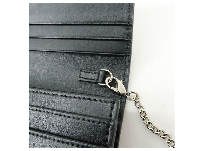 FENDI Leather Studs Chain Shoulder Wallet Long Wallet Black 8M0365 - view 8