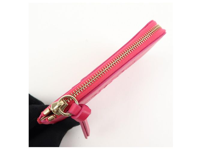 Chloé Chloe Logo Leather Card Case Key Case Pink - view 12
