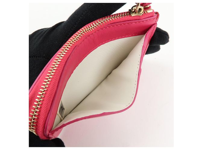 Chloé Chloe Logo Leather Card Case Key Case Pink - view 15