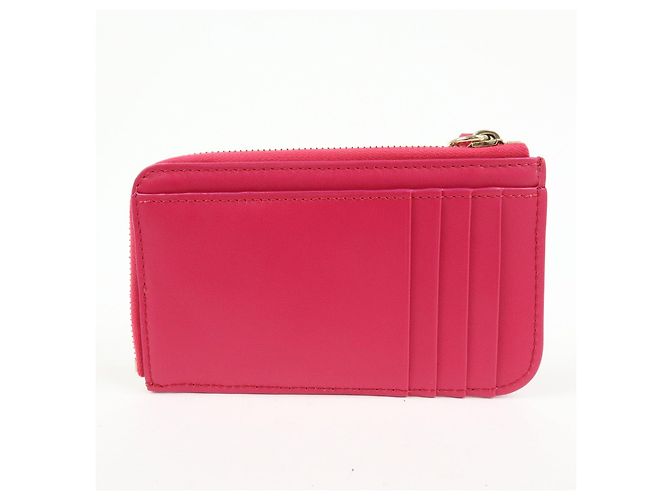 Chloé Chloe Logo Leather Card Case Key Case Pink - view 2