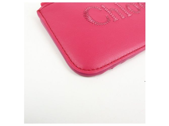 Chloé Chloe Logo Leather Card Case Key Case Pink - view 6