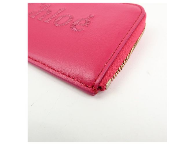Chloé Chloe Logo Leather Card Case Key Case Pink - view 7