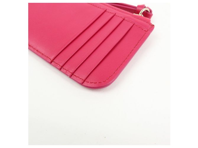 Chloé Chloe Logo Leather Card Case Key Case Pink - view 9