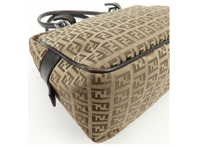FENDI Borsa Boston e Borsa a Tracolla in Tela Zucchino e Pelle Beige 8BN005 - vista 11