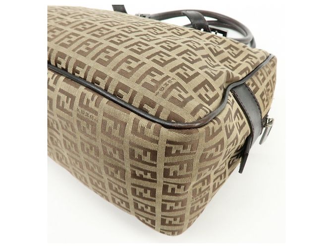 FENDI Borsa Boston e Borsa a Tracolla in Tela Zucchino e Pelle Beige 8BN005 - vista 12