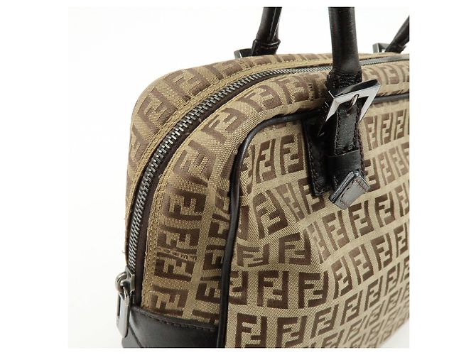 FENDI Borsa Boston e Borsa a Tracolla in Tela Zucchino e Pelle Beige 8BN005 - vista 15