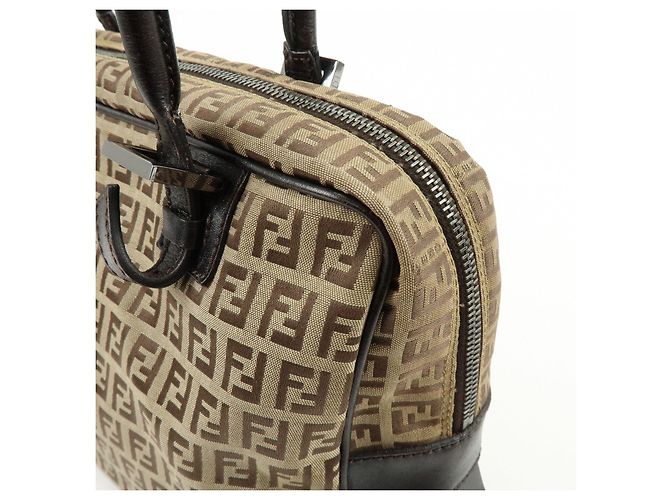 FENDI Borsa Boston e Borsa a Tracolla in Tela Zucchino e Pelle Beige 8BN005 - vista 16