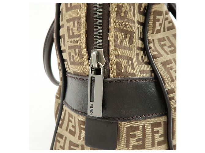 FENDI Borsa Boston e Borsa a Tracolla in Tela Zucchino e Pelle Beige 8BN005 - vista 19