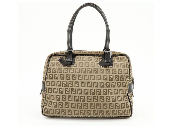 FENDI Borsa Boston e Borsa a Tracolla in Tela Zucchino e Pelle Beige 8BN005 - vista 2