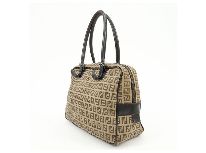 FENDI Borsa Boston e Borsa a Tracolla in Tela Zucchino e Pelle Beige 8BN005 - vista 3