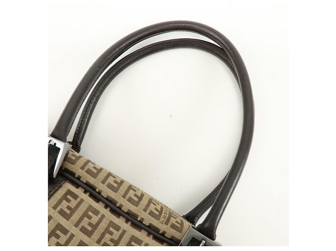 FENDI Borsa Boston e Borsa a Tracolla in Tela Zucchino e Pelle Beige 8BN005 - vista 6