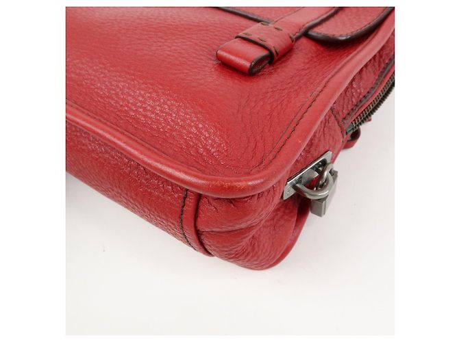 Borsa a tracolla in pelle PRADA con logo triangolare, borsa satchel, borsa a mano rossa - vista 13