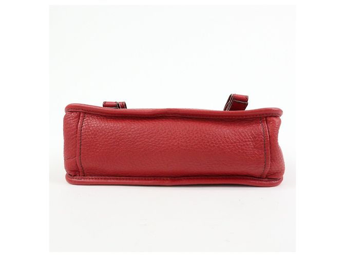 Borsa a tracolla in pelle PRADA con logo triangolare, borsa satchel, borsa a mano rossa - vista 5