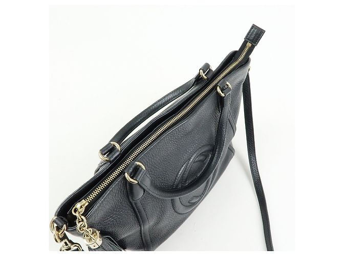 Borsa a mano 2Way GUCCI Interlocking G SOHO in pelle Nero 369176 - vista 17