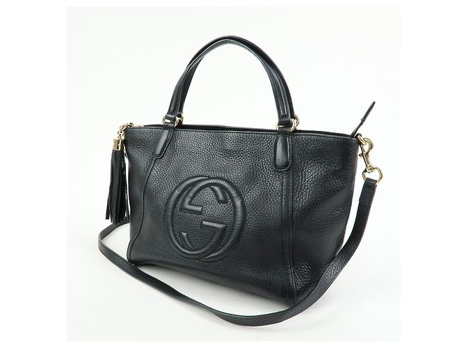 Borsa a mano 2Way GUCCI Interlocking G SOHO in pelle Nero 369176 - vista 3