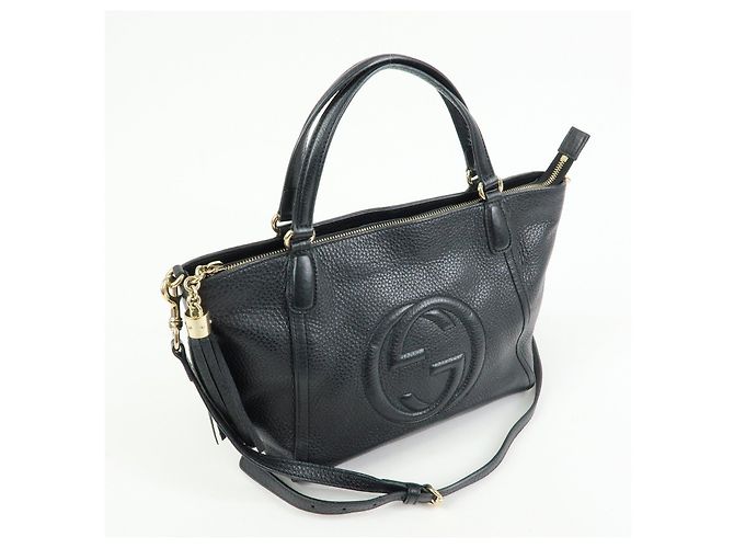 Borsa a mano 2Way GUCCI Interlocking G SOHO in pelle Nero 369176 - vista 4