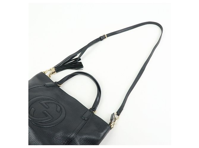 Borsa a mano 2Way GUCCI Interlocking G SOHO in pelle Nero 369176 - vista 6