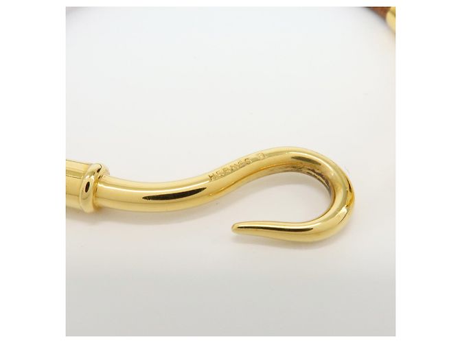 Hermès HERMES Jumbo Choker Braccialetto in Pelle e Metallo Marrone Oro - vista 10