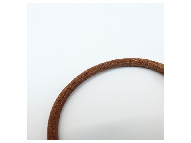 Hermès HERMES Jumbo Choker Braccialetto in Pelle e Metallo Marrone Oro - vista 8