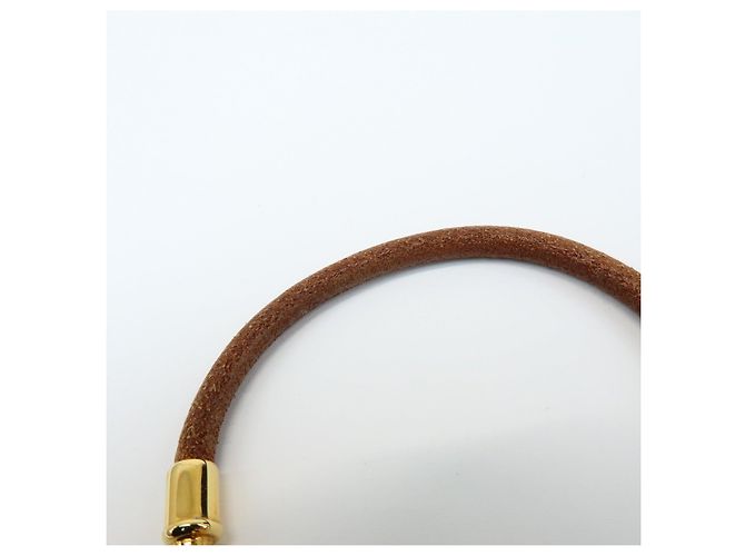 Hermès HERMES Jumbo Choker Braccialetto in Pelle e Metallo Marrone Oro - vista 9