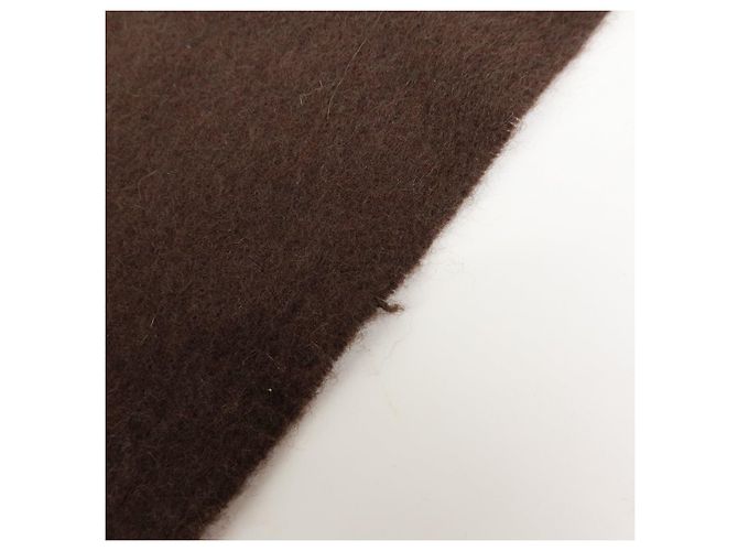Hermès Sciarpa Stole HERMES Logo 100% Cashmere con Frange Marrone Scuro - vista 11