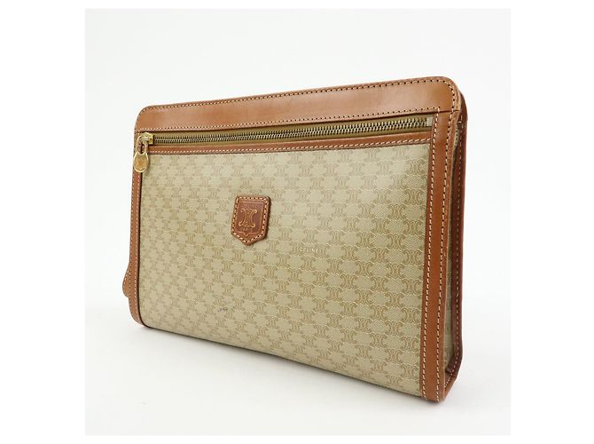 Céline Pochette CELINE Macadam in PVC e pelle Beige Brown - vista 3