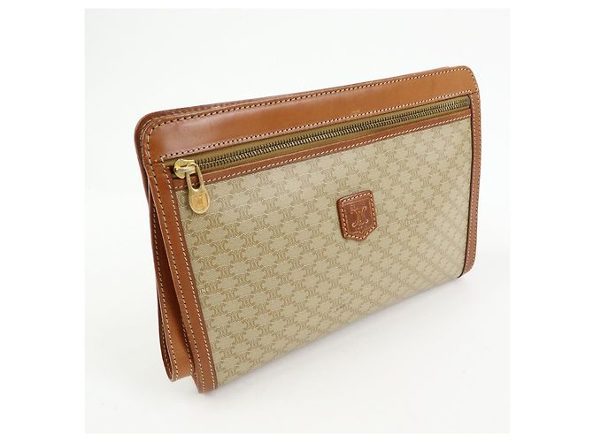 Céline Pochette CELINE Macadam in PVC e pelle Beige Brown - vista 4