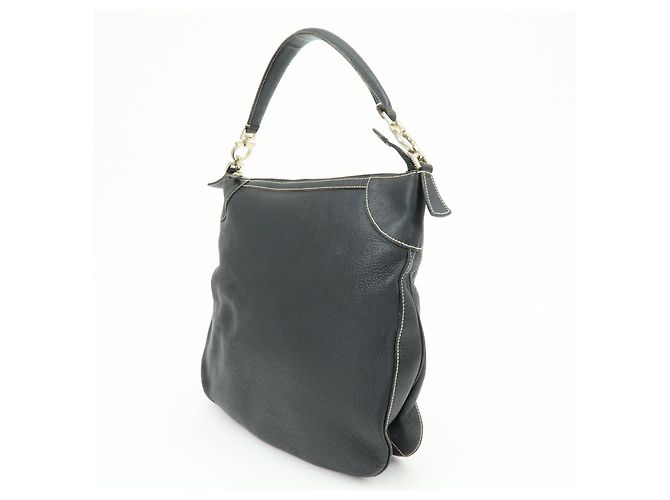 Salvatore Ferragamo Borsa a tracolla e borsa a mano Ferragamo Gancini in pelle Nero - vista 3