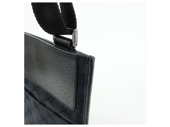 GUCCI Borsa a tracolla e a spalla in pelle e tela GG Nera 27639 - vista 12