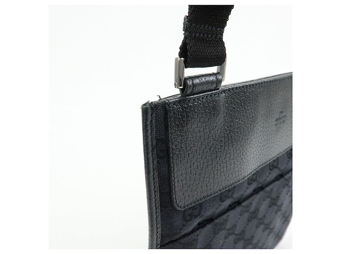 GUCCI Borsa a tracolla e a spalla in pelle e tela GG Nera 27639 - vista 13