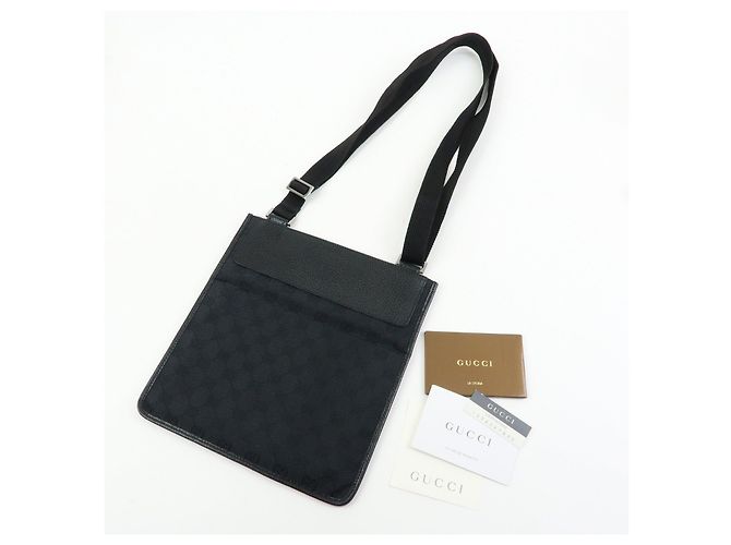 GUCCI Borsa a tracolla e a spalla in pelle e tela GG Nera 27639 - vista 19