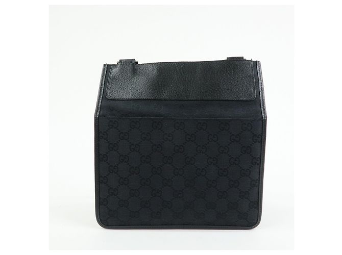 GUCCI Borsa a tracolla e a spalla in pelle e tela GG Nera 27639 - vista 2