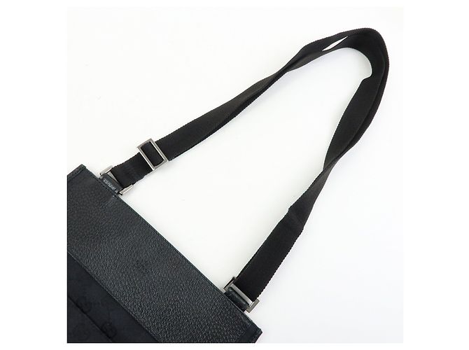 GUCCI Borsa a tracolla e a spalla in pelle e tela GG Nera 27639 - vista 6
