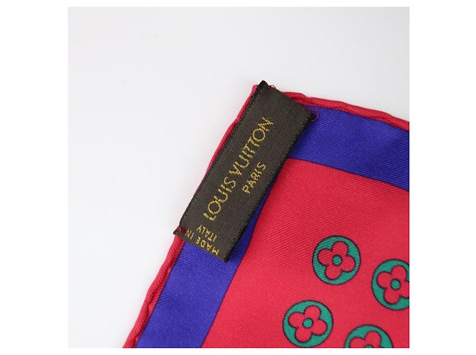 Sciarpa Louis Vuitton Monogram 100% Seta Motivo Geometrico Rosa Blu - vista 12