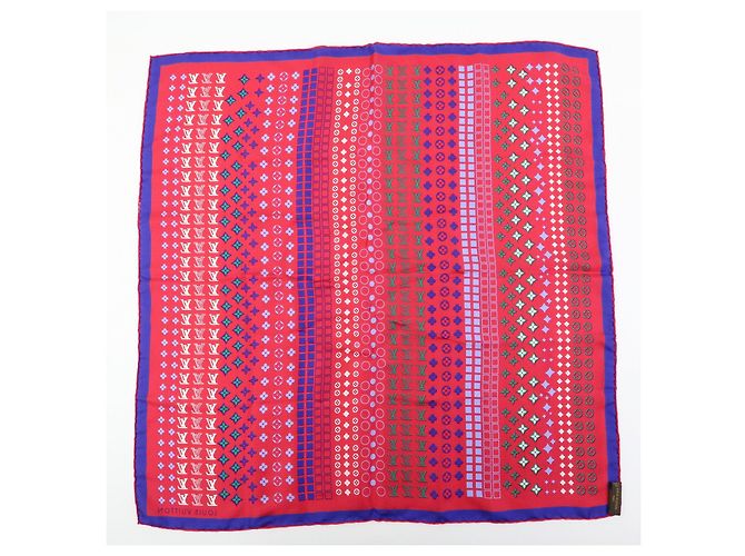 Sciarpa Louis Vuitton Monogram 100% Seta Motivo Geometrico Rosa Blu - vista 2